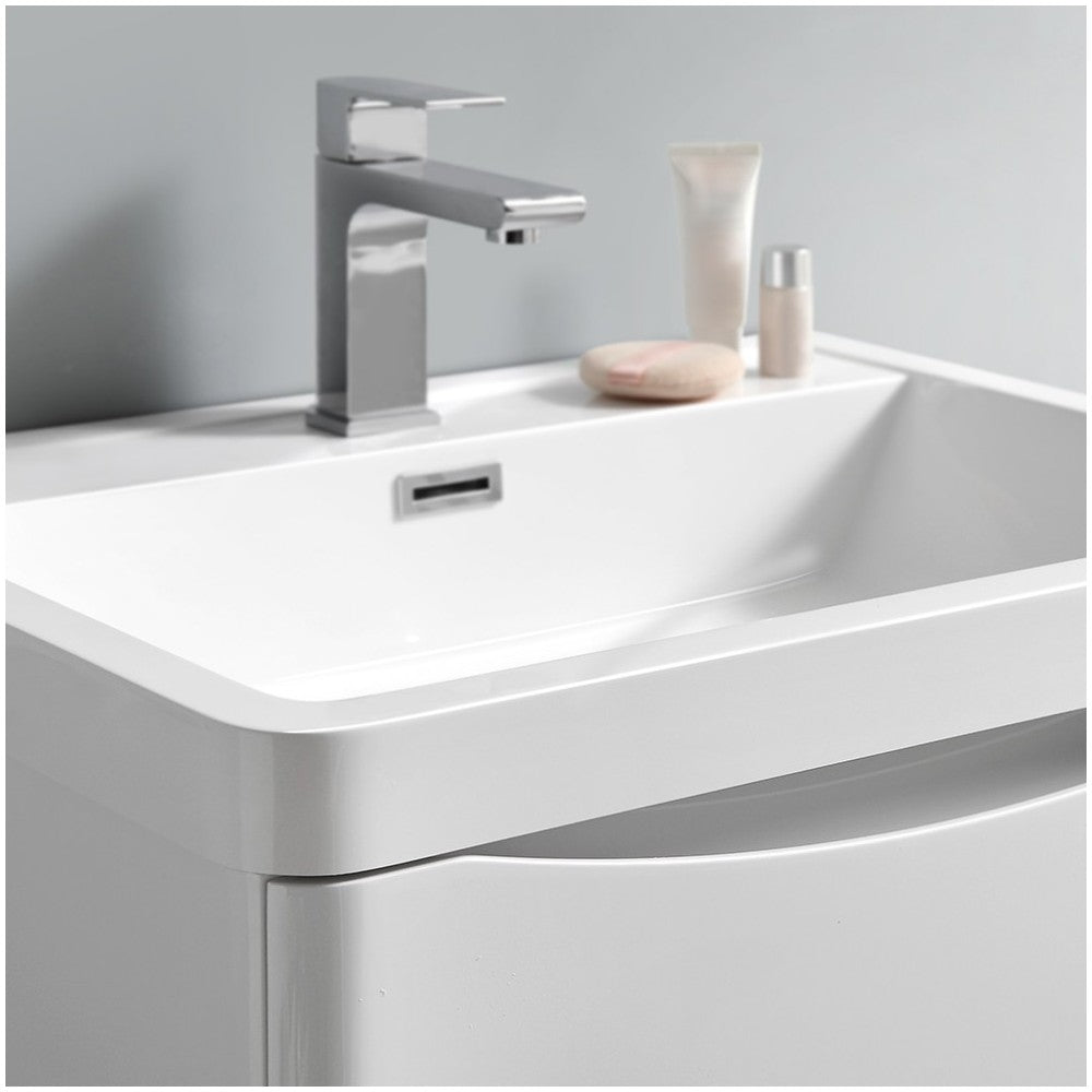 Tuscany 24 Glossy White Free Standing Modern Bathroom Vanity w/ Medicine Cabinet