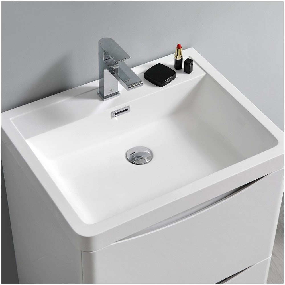 Tuscany 24 Glossy White Free Standing Modern Bathroom Vanity w/ Medicine Cabinet