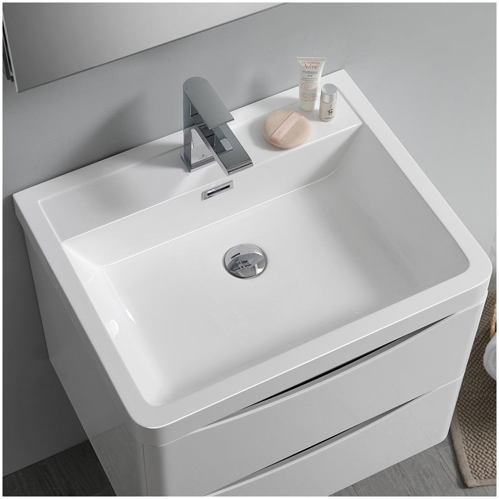 Tuscany 24" Glossy White Wall Hung Modern Bathroom Vanity w/ Medicine Cabinet