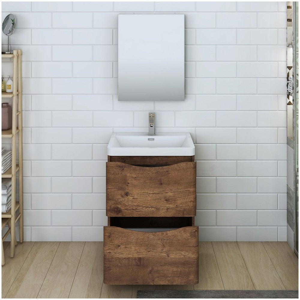 Tuscany 24" Rosewood Free Standing Modern Bathroom Vanity w/ Medicine Cabinet