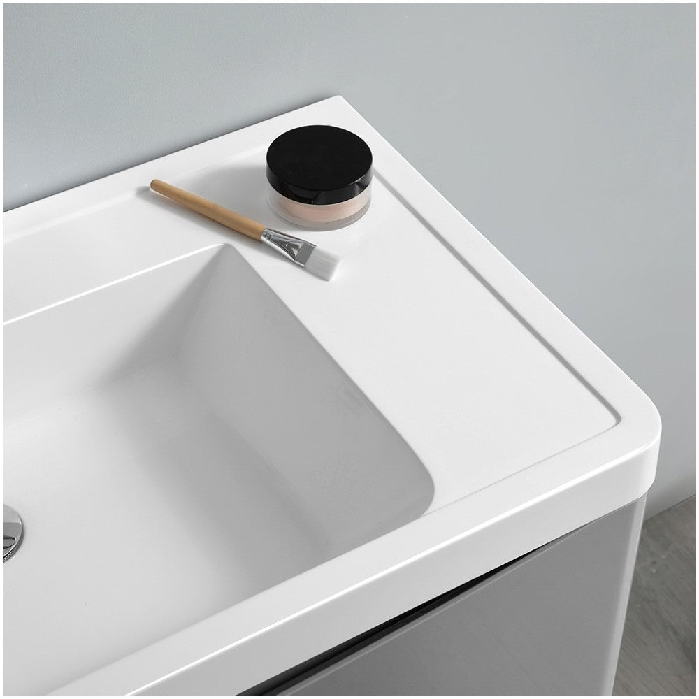 Tuscany 32" Glossy Gray Free Standing Modern Bathroom Vanity w/ Medicine Cabinet