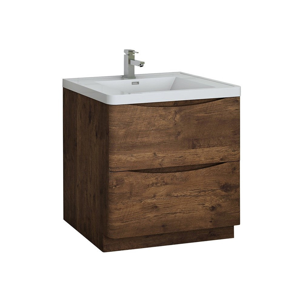 Tuscany 32" Rosewood Free Standing Modern Bathroom Cabinet w/ Integrated Sink