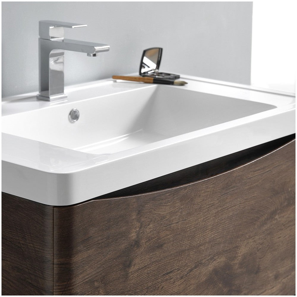 Tuscany 32" Rosewood Free Standing Modern Bathroom Cabinet w/ Integrated Sink