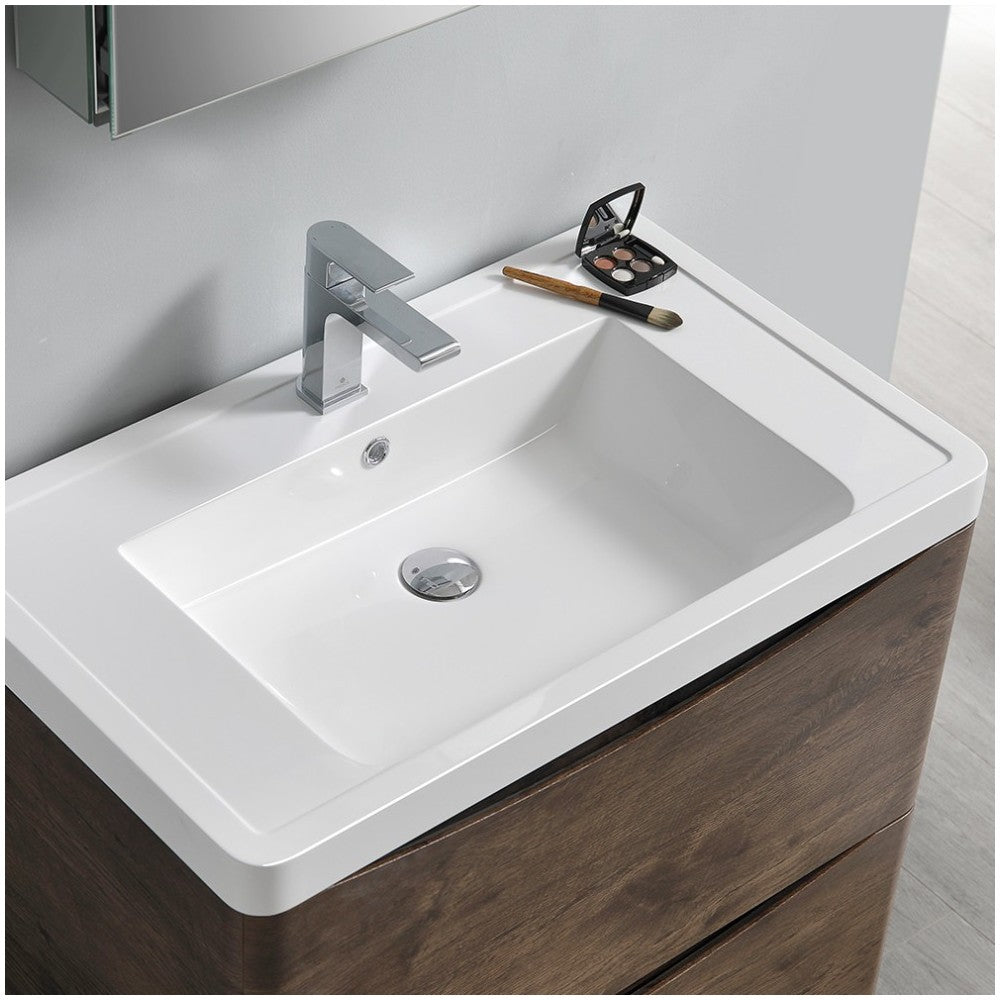 Tuscany 32" Rosewood Free Standing Modern Bathroom Vanity w/ Medicine Cabinet