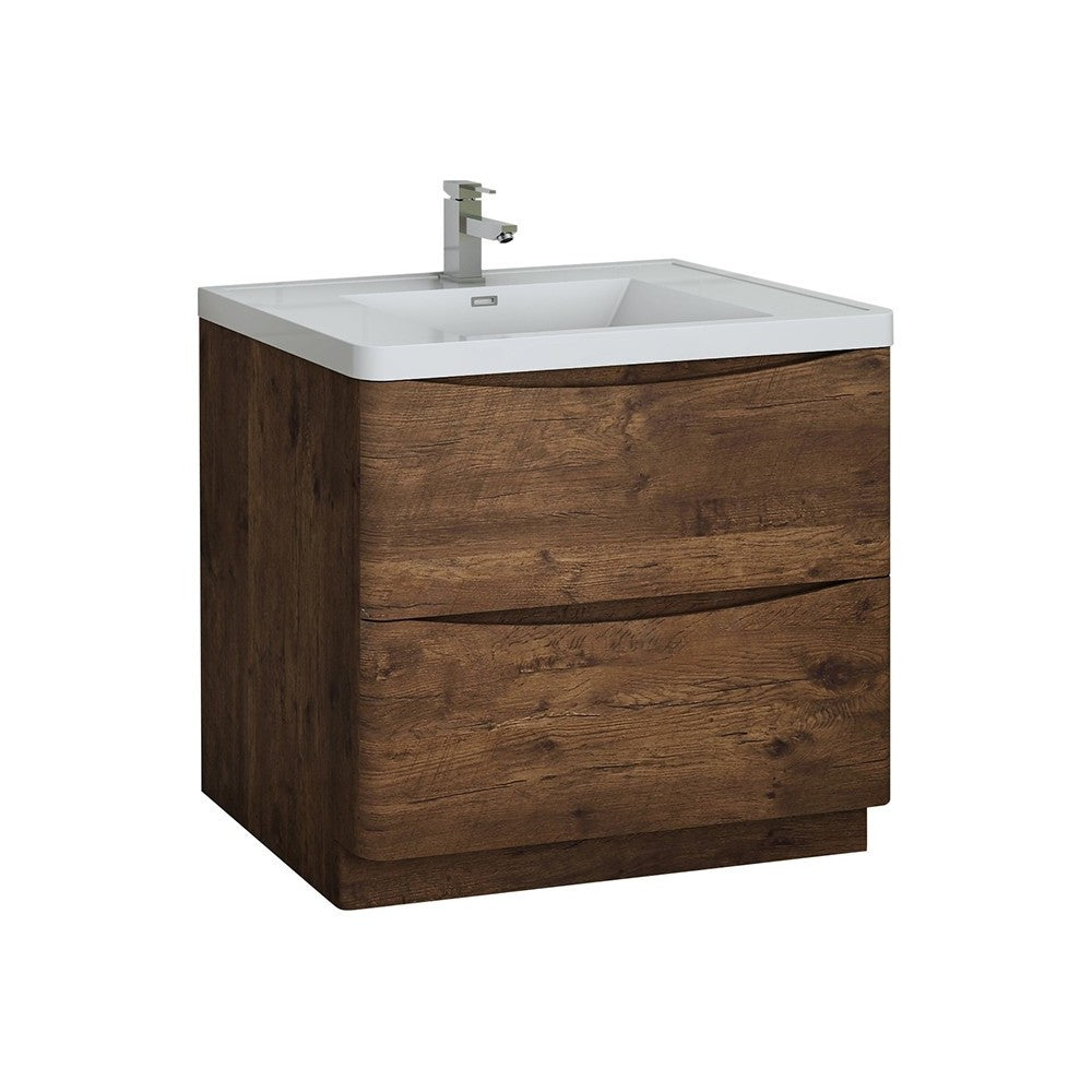 Tuscany 36" Rosewood Free Standing Modern Bathroom Cabinet w/ Integrated Sink