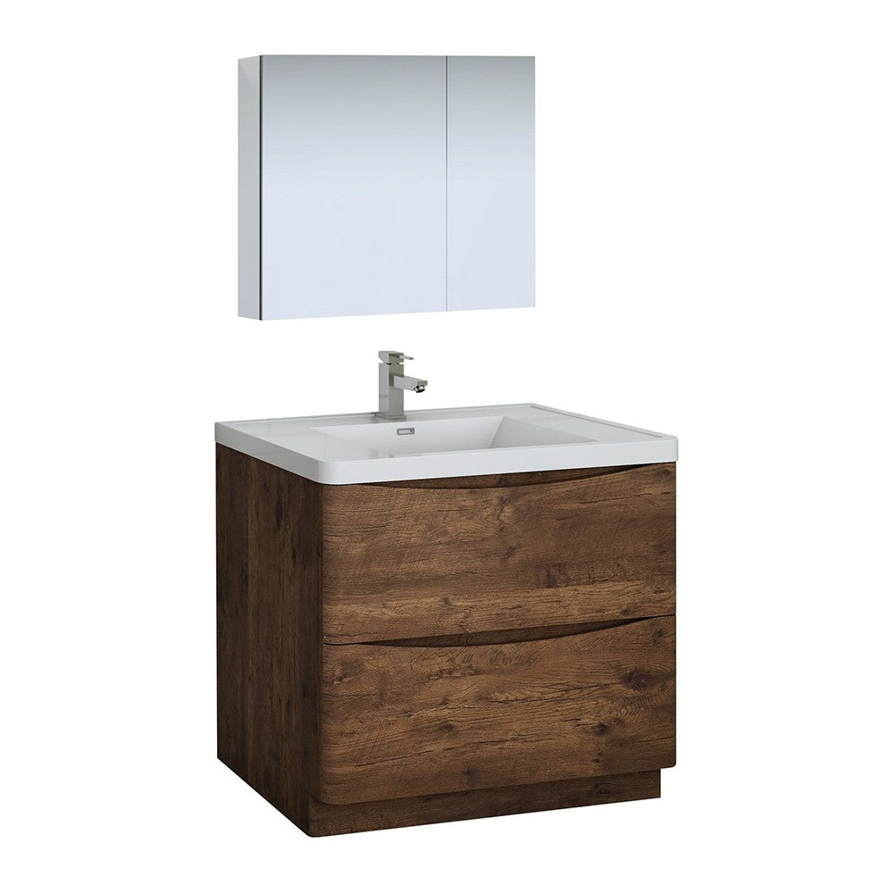 Tuscany 36" Rosewood Free Standing Modern Bathroom Vanity w/ Medicine Cabinet