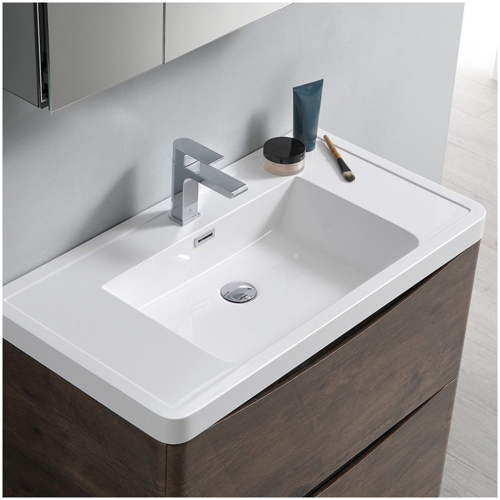 Tuscany 36" Rosewood Free Standing Modern Bathroom Vanity w/ Medicine Cabinet