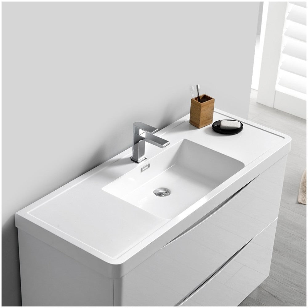 Tuscany 40 Glossy White Free Standing Modern Bathroom Vanity w/ Medicine Cabinet