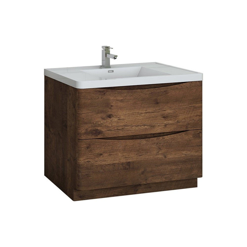 Tuscany 40" Rosewood Free Standing Modern Bathroom Cabinet w/ Integrated Sink