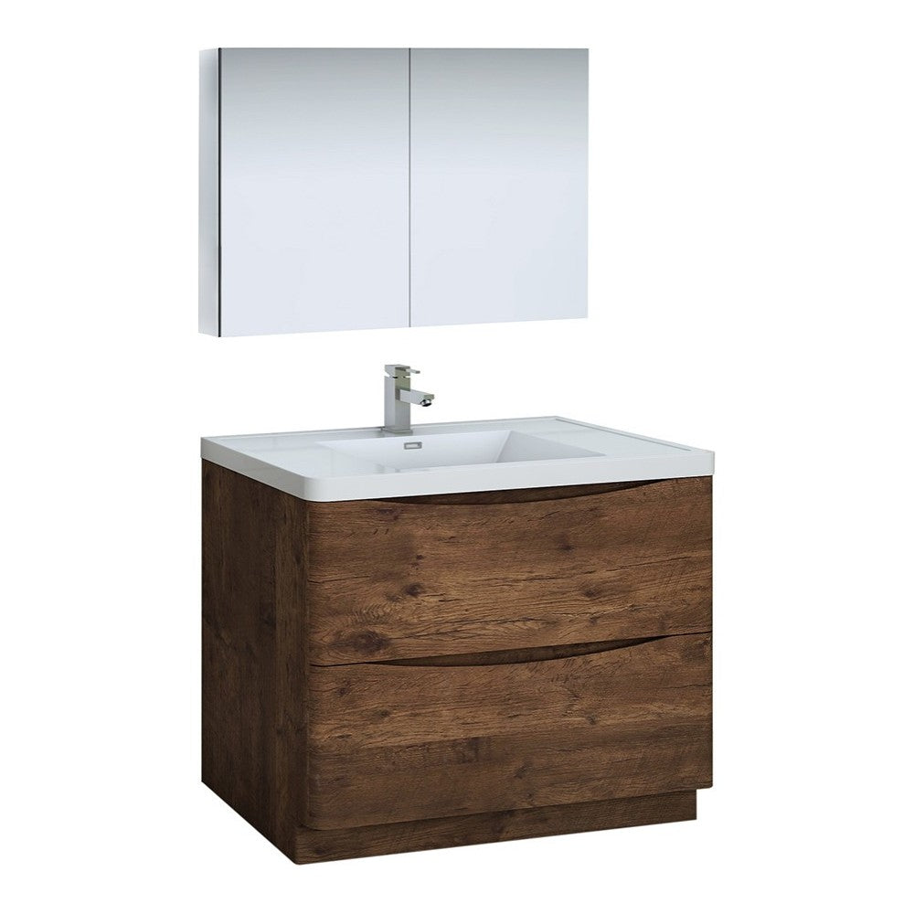 Tuscany 40" Rosewood Free Standing Modern Bathroom Vanity w/ Medicine Cabinet