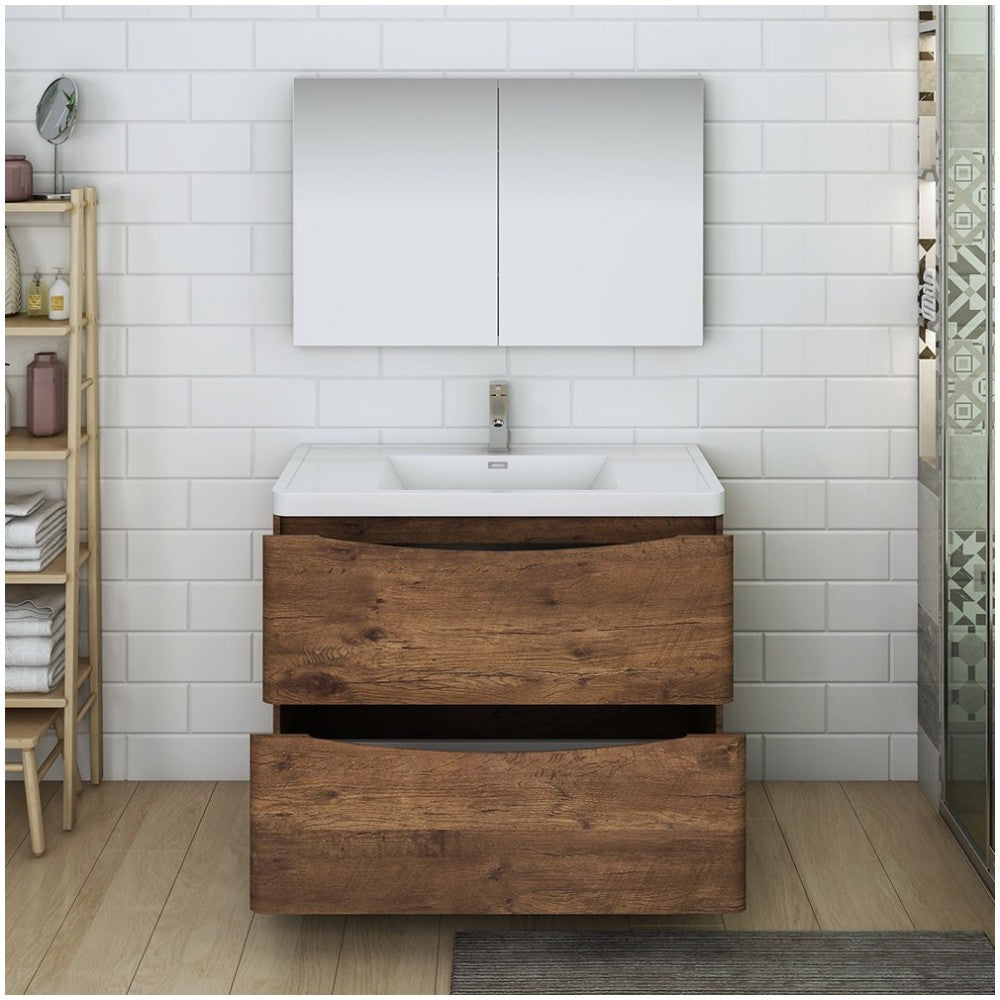 Tuscany 40" Rosewood Free Standing Modern Bathroom Vanity w/ Medicine Cabinet