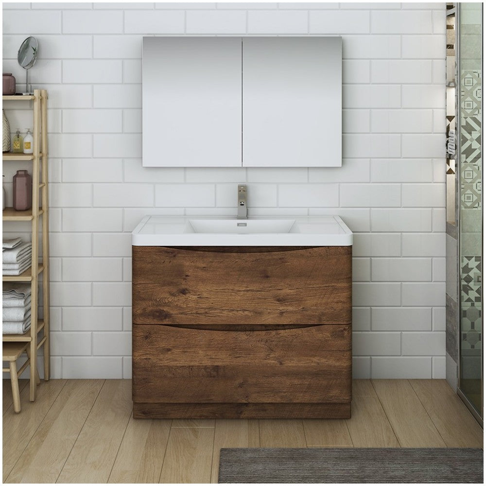 Tuscany 40" Rosewood Free Standing Modern Bathroom Vanity w/ Medicine Cabinet
