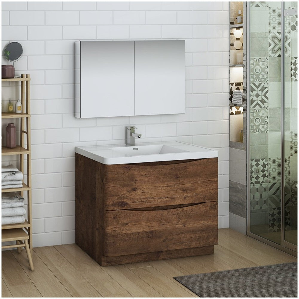 Tuscany 40" Rosewood Free Standing Modern Bathroom Vanity w/ Medicine Cabinet