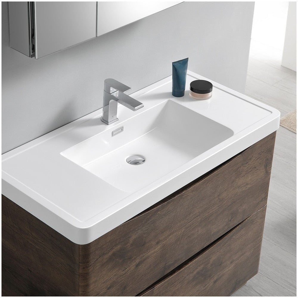 Tuscany 40" Rosewood Free Standing Modern Bathroom Vanity w/ Medicine Cabinet