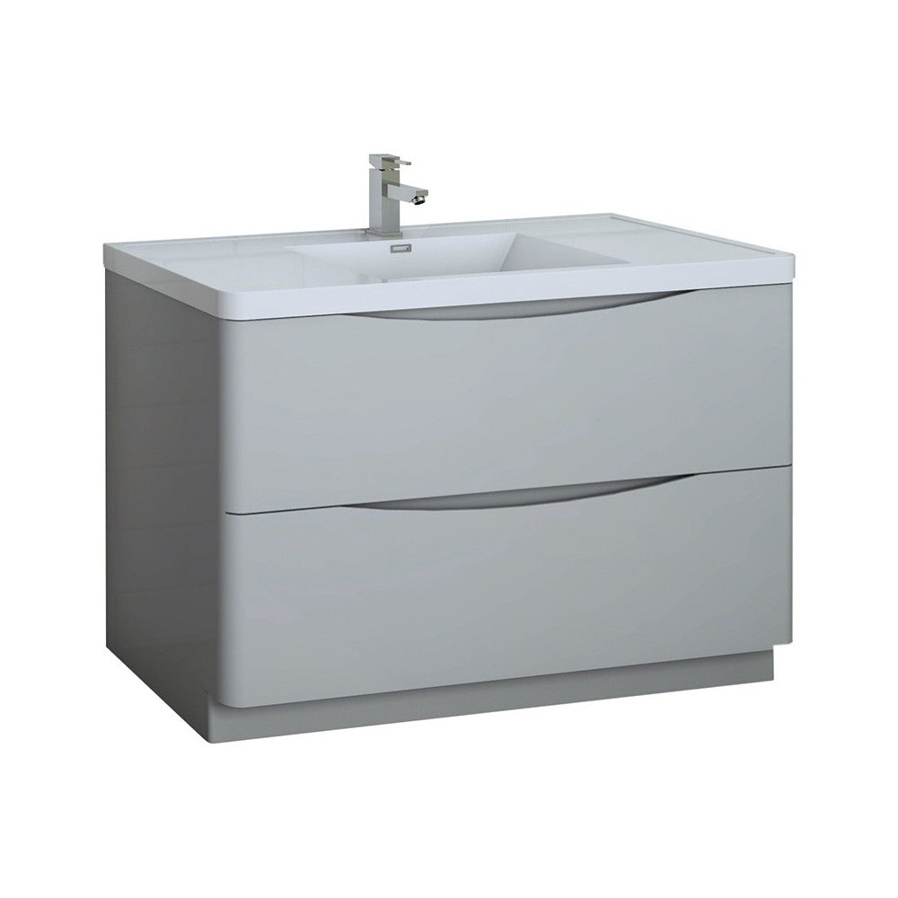 Tuscany 48" Glossy Gray Free Standing Modern Bathroom Cabinet w/ Integrated Sink