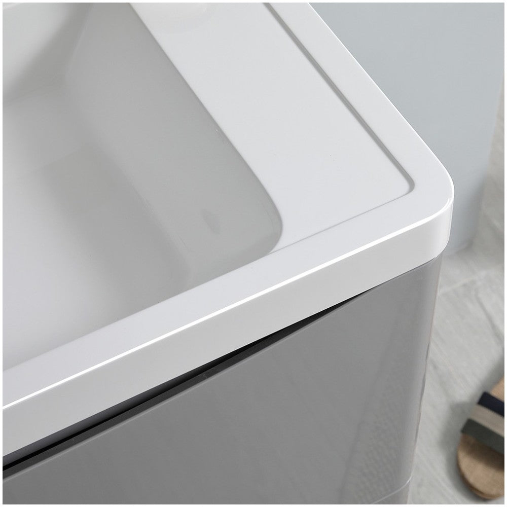 Tuscany 48" Glossy Gray Wall Hung Modern Bathroom Cabinet w/ Integrated Sink