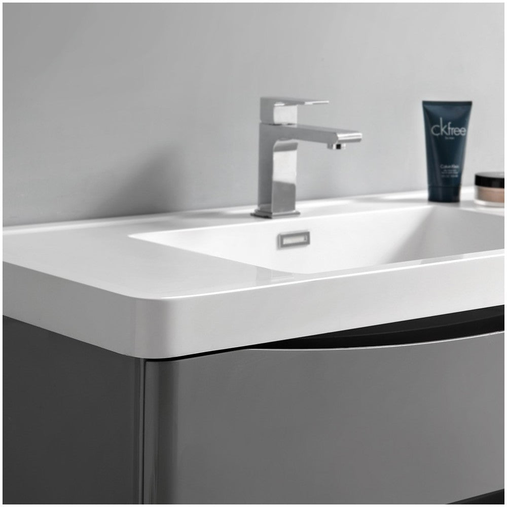 Tuscany 48" Glossy Gray Wall Hung Modern Bathroom Cabinet w/ Integrated Sink