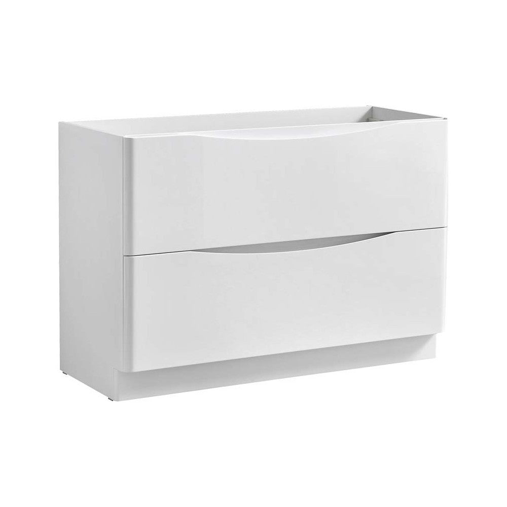 Tuscany 48" Glossy White Free Standing Double Sink Modern Bathroom Cabinet