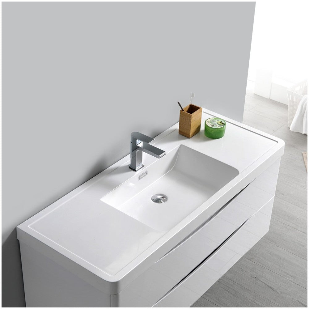 Tuscany 48" Glossy White Wall Hung Modern Bathroom Vanity w/ Medicine Cabinet