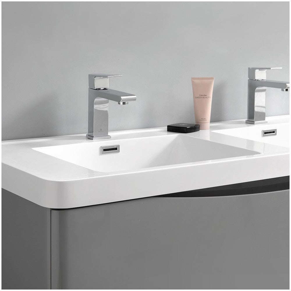 Tuscany 48 Gray Wall Hung Modern Bathroom Cabinet w/ Integrated Double Sink
