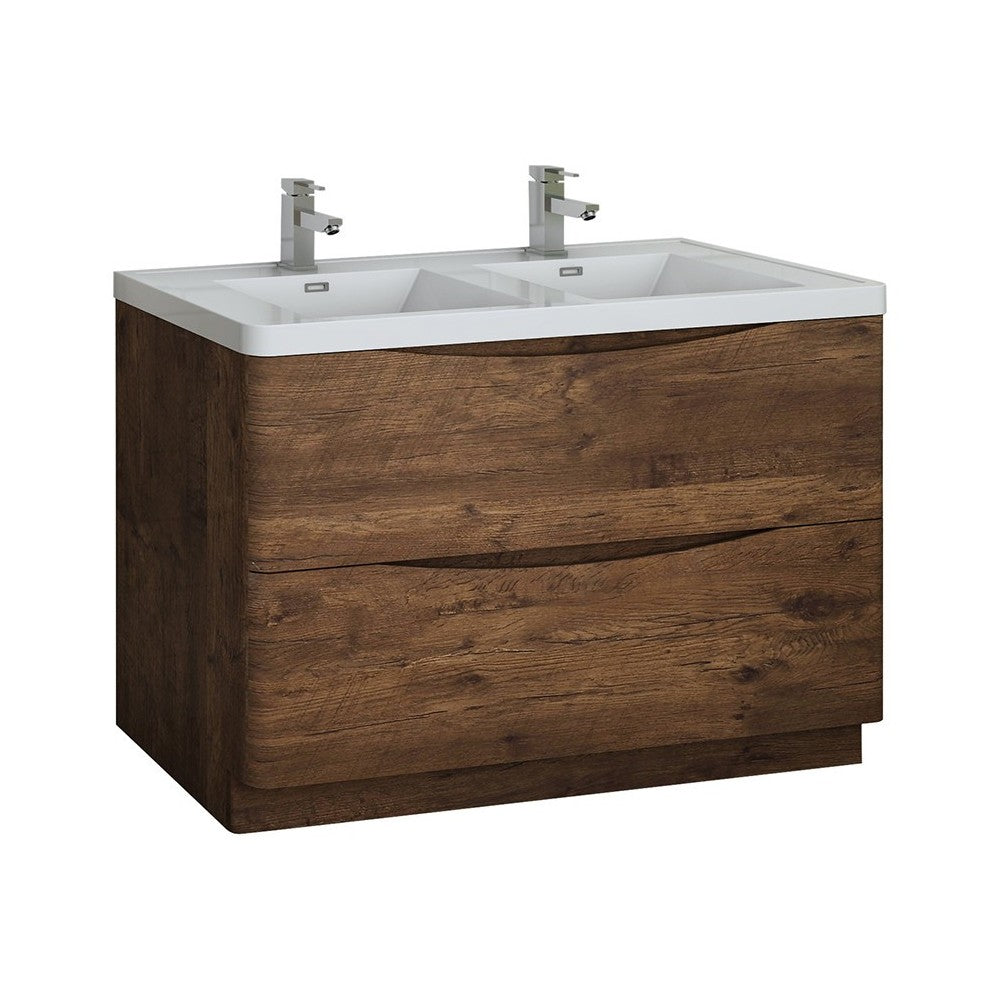 Tuscany 48 Rosewood Free Standing Bathroom Cabinet w/ Integrated Double Sink