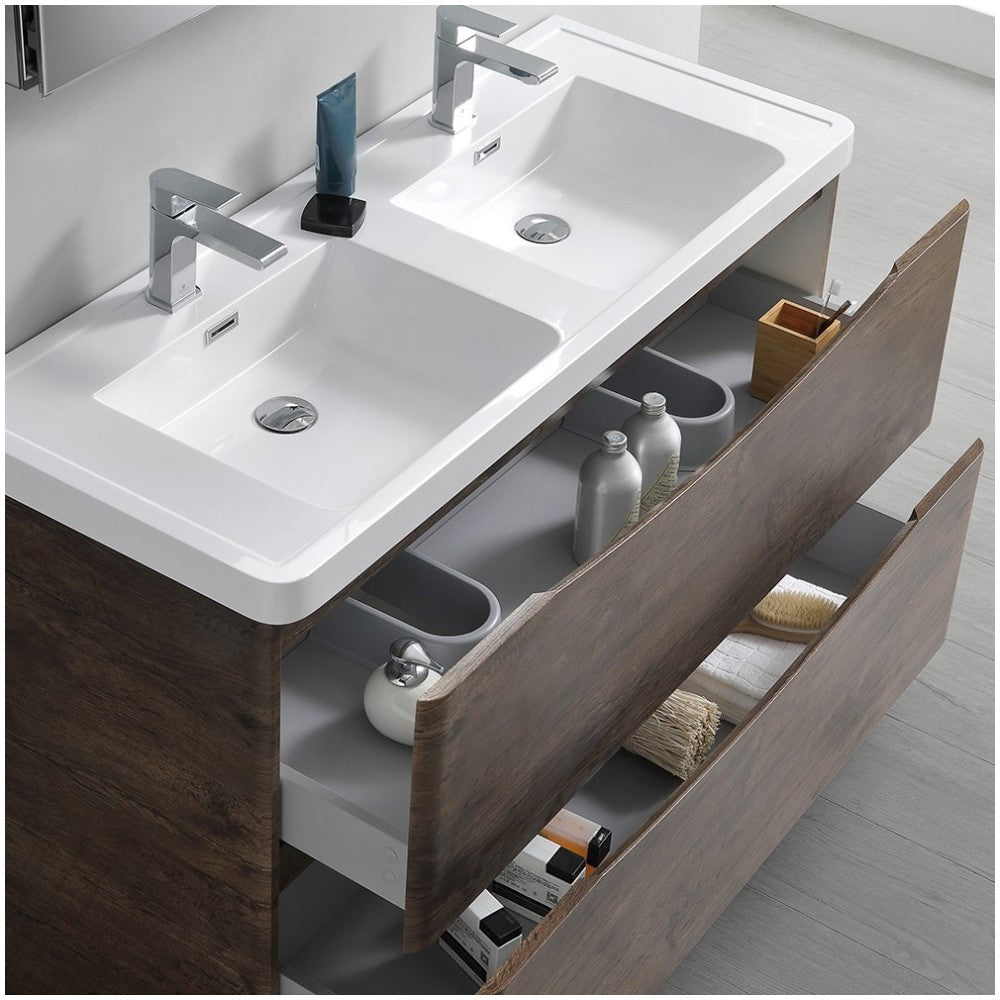 Tuscany 48 Rosewood Free Standing DBL Sink Bathroom Vanity w/ Medicine Cabinet