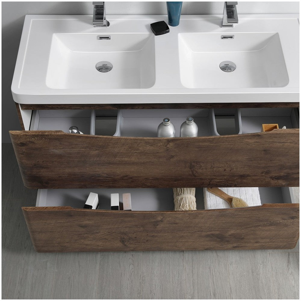 Tuscany 48 Rosewood Free Standing DBL Sink Bathroom Vanity w/ Medicine Cabinet