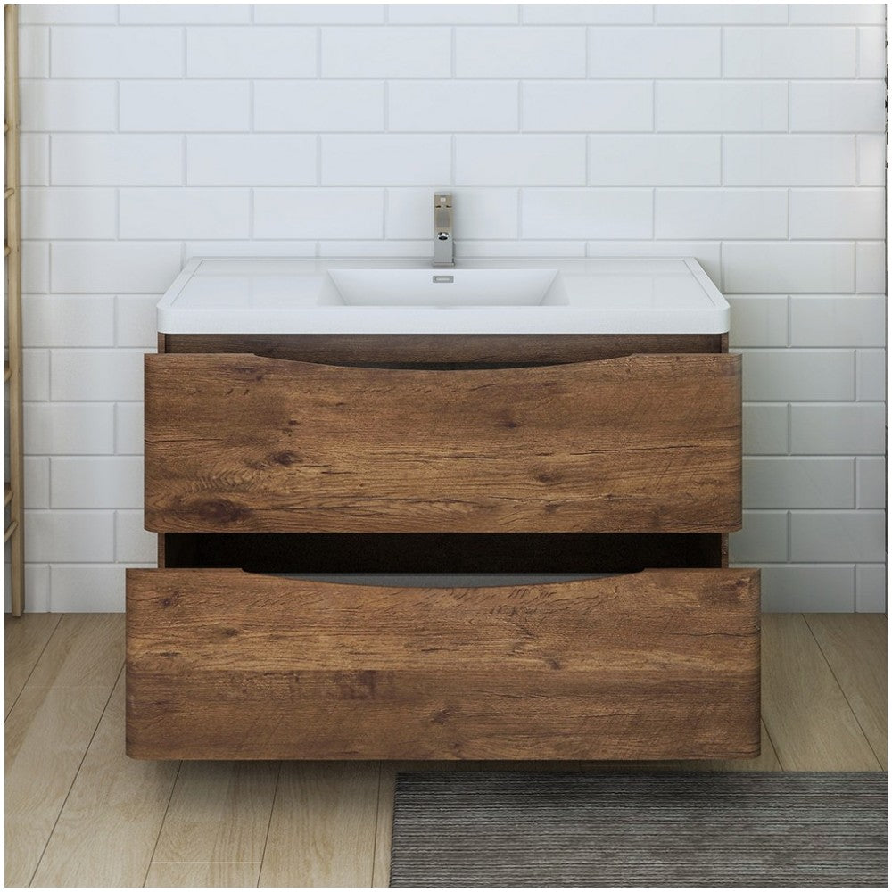 Tuscany 48" Rosewood Free Standing Modern Bathroom Cabinet w/ Integrated Sink
