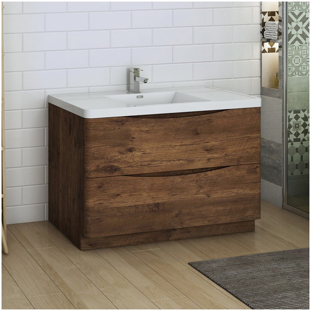 Tuscany 48" Rosewood Free Standing Modern Bathroom Cabinet w/ Integrated Sink