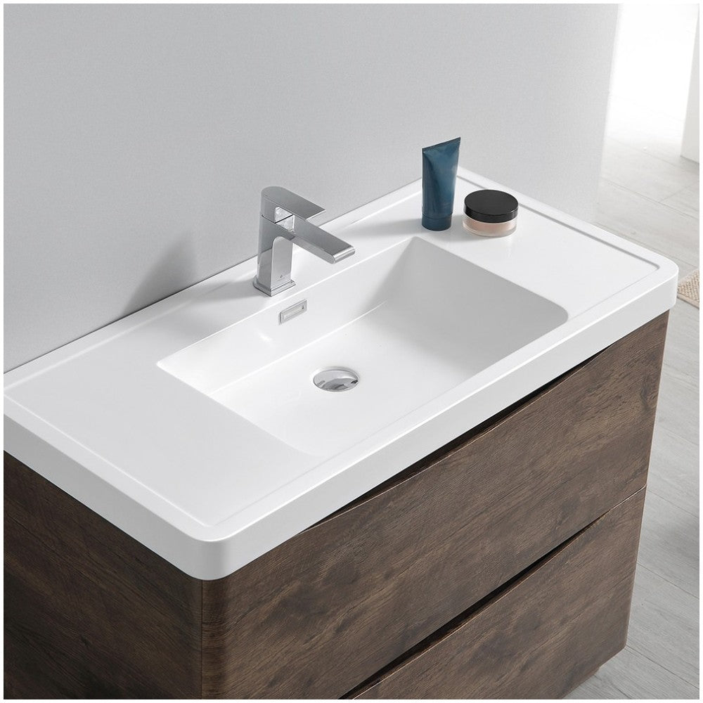 Tuscany 48" Rosewood Free Standing Modern Bathroom Cabinet w/ Integrated Sink