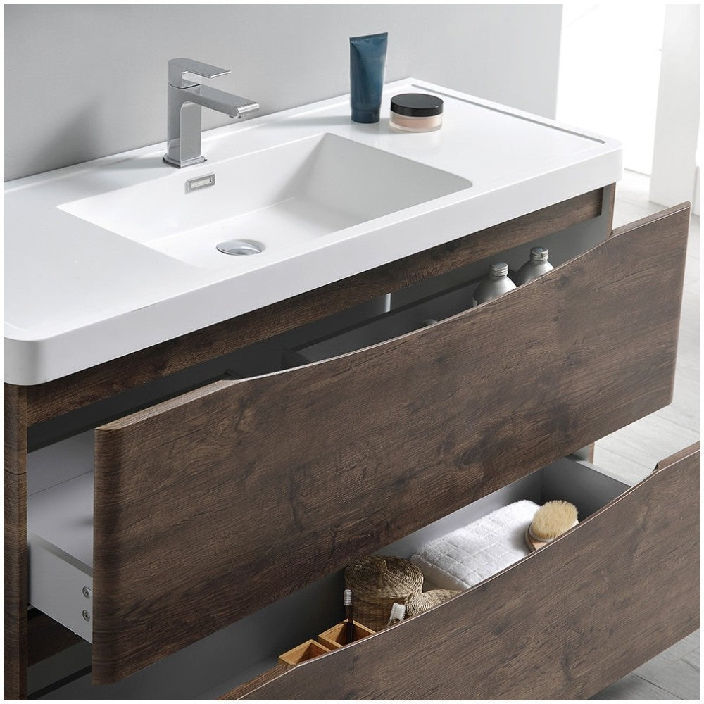 Tuscany 48" Rosewood Free Standing Modern Bathroom Cabinet w/ Integrated Sink