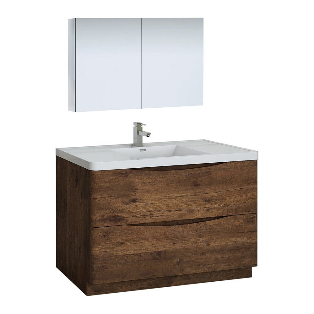 Tuscany 48" Rosewood Free Standing Modern Bathroom Vanity w/ Medicine Cabinet