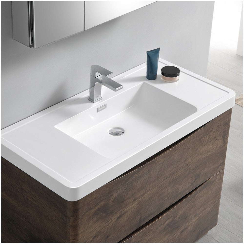 Tuscany 48" Rosewood Free Standing Modern Bathroom Vanity w/ Medicine Cabinet