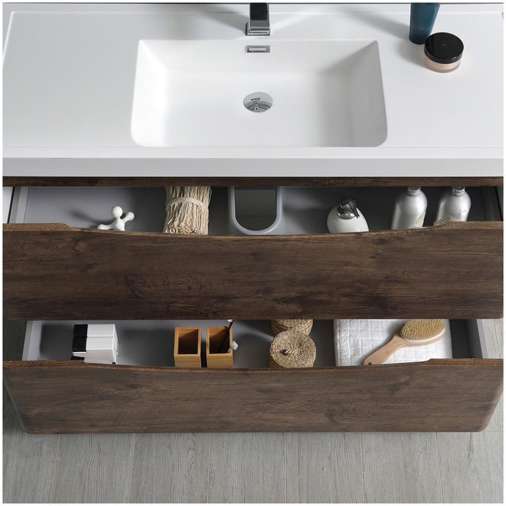 Tuscany 48" Rosewood Free Standing Modern Bathroom Vanity w/ Medicine Cabinet