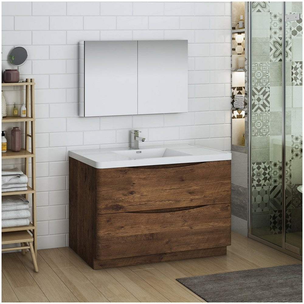 Tuscany 48" Rosewood Free Standing Modern Bathroom Vanity w/ Medicine Cabinet