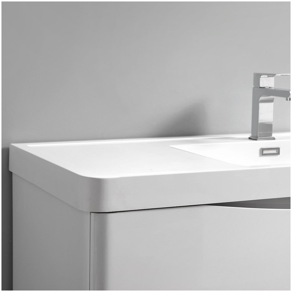 Tuscany 48 White Wall Hung Double Sink Bathroom Vanity w/ Medicine Cabinet