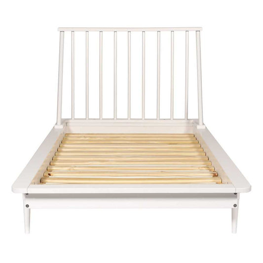 Twin Mid Century Solid Wood Spindle Bed - White