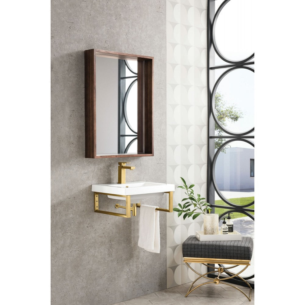 Two Boston 15 1/4" Wall Brackets, Radiant Gold w/20" White Glossy Composite Top