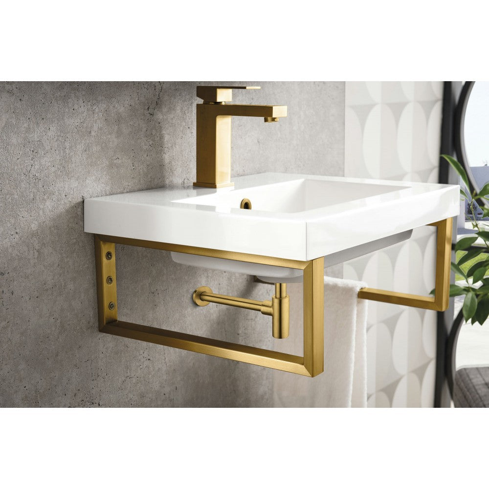 Two Boston 15 1/4" Wall Brackets, Radiant Gold w/20" White Glossy Composite Top