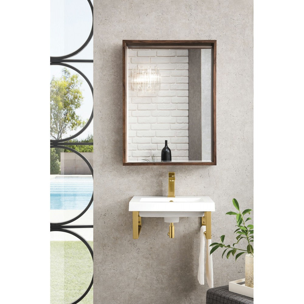 Two Boston 15 1/4" Wall Brackets, Radiant Gold w/20" White Glossy Composite Top