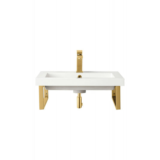 Two Boston 18" Wall Brackets, Radiant Gold w/23.6" White Glossy Composite Top