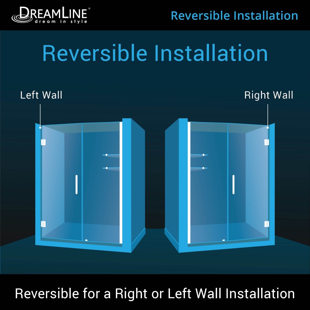 Unidoor 56-57 in. W x 72 in. H Frameless Hinged Shower Door with Shelves in Oil Rubbed Bronze