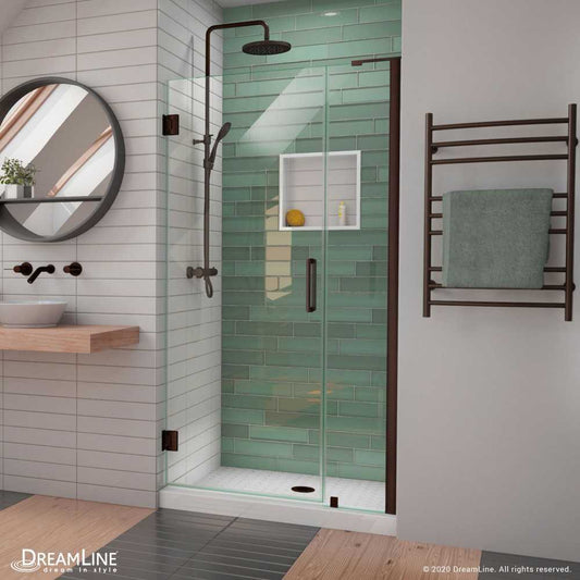 Unidoor-LS 40-41 in. W x 72 in. H Frameless Hinged Shower Door in Oil Rubbed Bronze