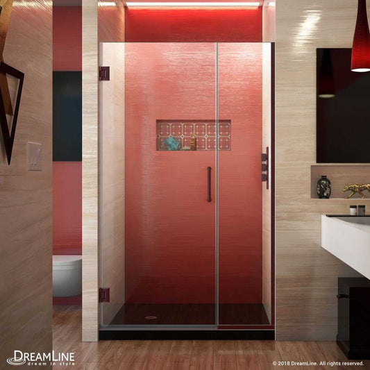 Unidoor Plus 37-37 1/2 in. W x 72 in. H Frameless Hinged Shower Door in Oil Rubbed Bronze