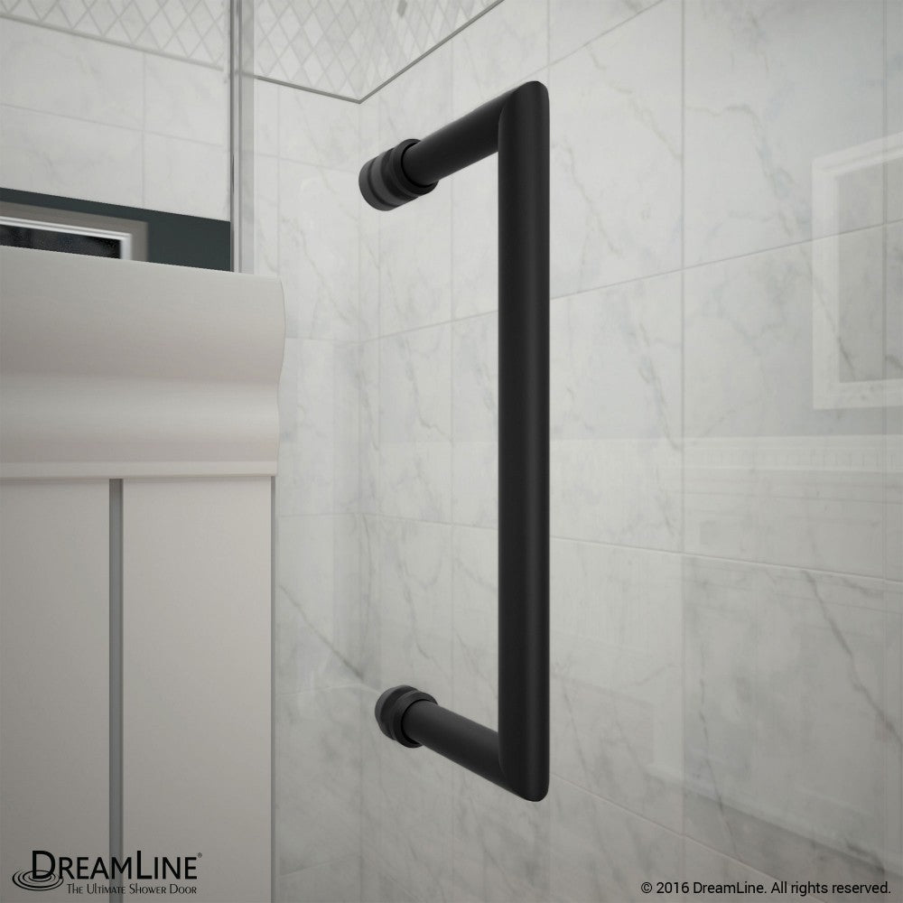Unidoor Toulon 58-58 1/2 in. W x 72 in. H Frameless Hinged Shower Door in Satin Black