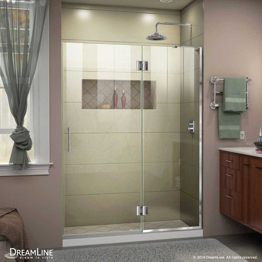 Unidoor-X 49 in. W x 72 in. H Frameless Hinged Shower Door in Chrome