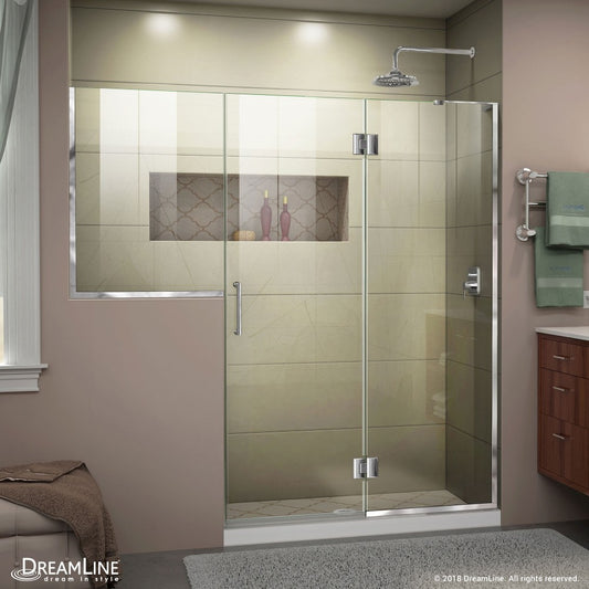 Unidoor-X 72-72 1/2 in. W x 72 in. H Frameless Hinged Shower Door in Chrome