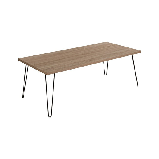 Union Square Collection Sonoma Oak Wood Grain Finish Coffee Table with Black Metal Legs