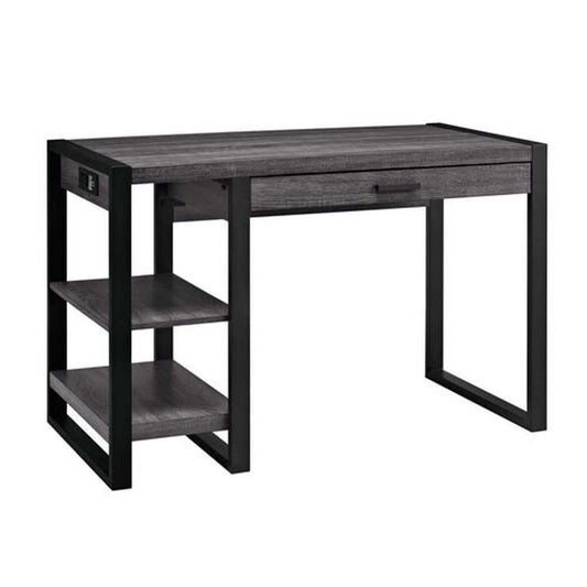 Urban Blend 48" Wood Computer Desk with Power Strip - Charcoal