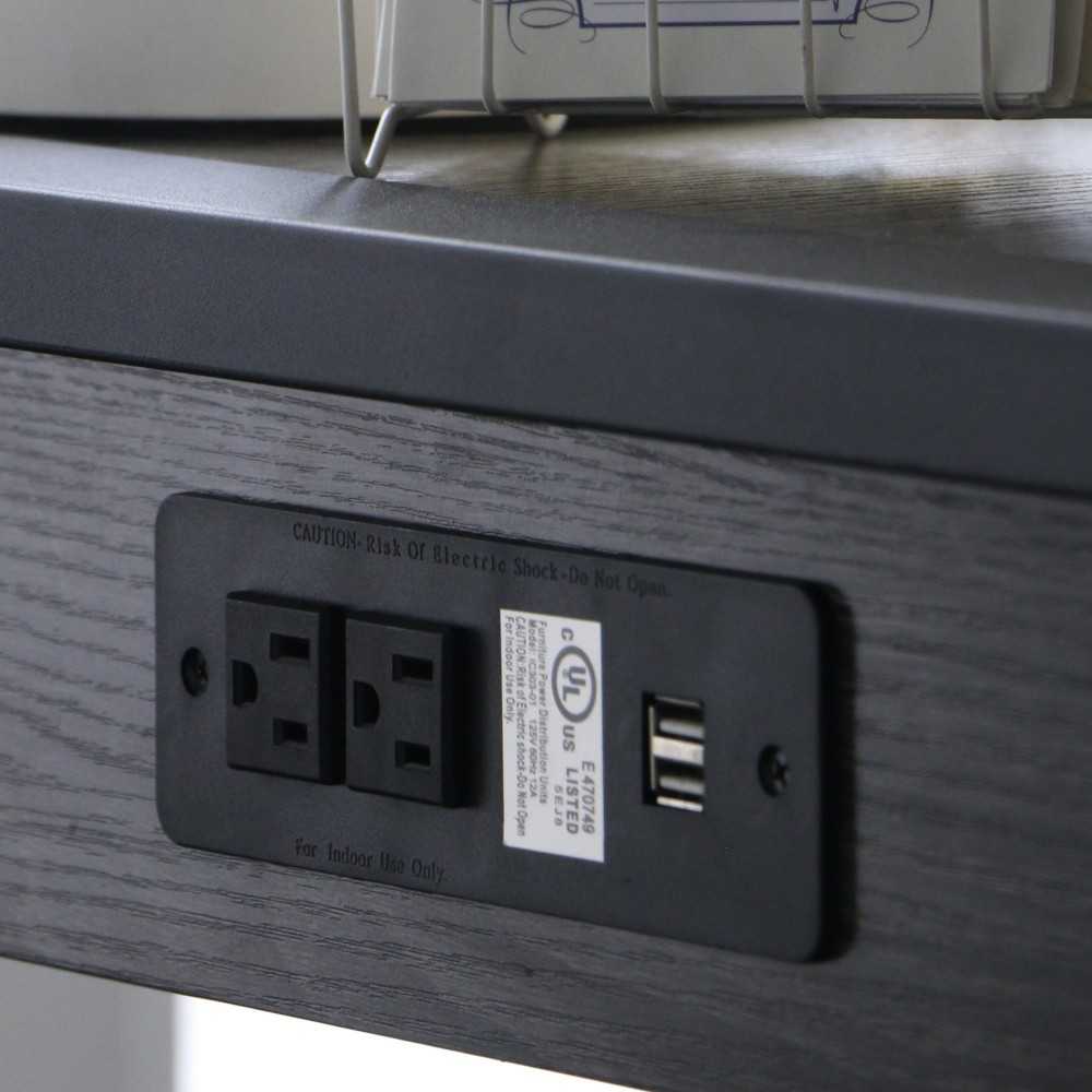 Urban Blend 48" Wood Computer Desk with Power Strip - Charcoal